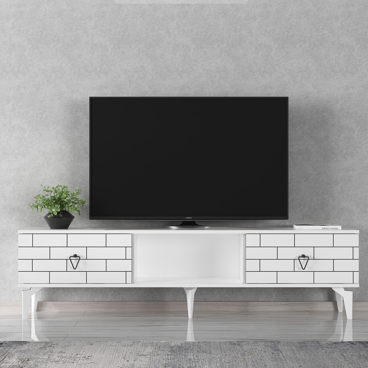 Comoda TV, Hanah Home, Varna, 150x44.6x29.6 cm, Alb - imagine 7